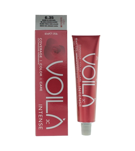 Intercosmo, Voila 3C Intense, Permanent Hair Dye, 6.35 Dark Blonde Intense Mahogany, 60 ml