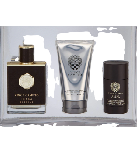 Set Vince Camuto: Terra Extreme, Eau De Toilette, For Men, 100 ml + Terra Extreme, Anti-Perspirant, Deodorant Stick, For Men, 71 g + Terra Extreme, Shower Gel & Shampoo 2-In-1, 150 ml