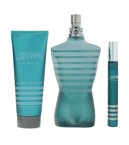 Set Jean Paul Gaultier: Le Male, Eau De Toilette, For Men, 125 ml + Le Male, Eau De Toilette, For Men, 10 ml + Le Male, Cleansing, Shower Gel, For All Skin Types, 75 ml