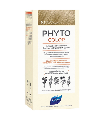 Phyto, Color, Permanent Hair Dye, 10 Extra Light Blonde, 50 ml