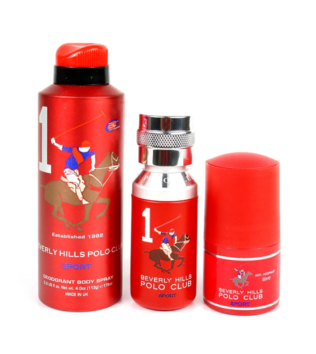 Gift Set Beverly Hills Polo Club: 1982 - Sport 1, Eau De Toilette, For Men, 50 ml + 1982 - Sport 1, Anti-Perspirant, Deodorant Spray, For Men, 175 ml + 1982 - Sport 1, Anti-Perspirant, Deodorant Roll-On, For Men, 50 ml