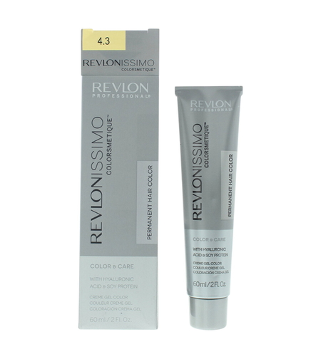 Revlon, Revlonissimo Colorsmetique, Hyaluronic Acid, Permanent Hair Dye, 4.3 Medium Golden Brown, 60 ml