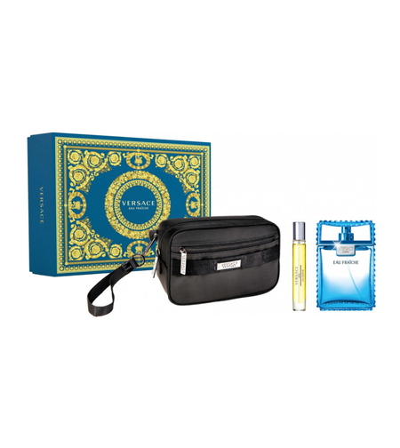 Set Versace: Eau Fraiche, Eau De Toilette, For Men, 100 ml + Eau Fraiche, Eau De Toilette, For Men, 10 ml + Versace, GWP Textile Pouch, Black