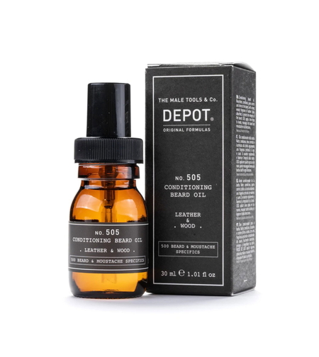 Depot, 500 Beard & Mustache Specifics No. 505, Beard Oil, Leather & Wood, For Shine & Softness, 30 ml