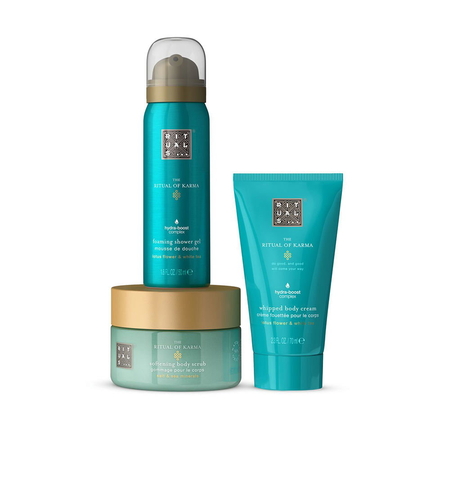 Set Rituals: The Ritual Of Karma, Exfoliating, Body Scrub, 125 g + The Ritual Of Karma, Hydrating, Body Cream, Body, 70 ml + The Ritual Of Karma, Shower Mousse, 50 ml