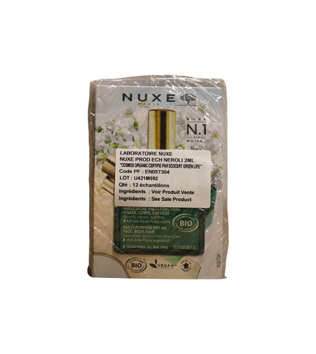 Set Duo, Nuxe, Huile Prodigieuse Multi-Purpose Neroli, Hydrating & Repairing, Body Oil, For Body, Face & Hair, 12 pcs, 2 ml *Sample