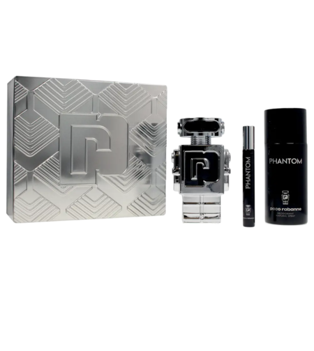 Set Paco Rabanne: Phantom, Eau De Toilette, For Men, 100 ml + Phantom, Eau De Toilette, For Men, 10 ml + Phantom, Deodorant Spray, For Men, 150 ml