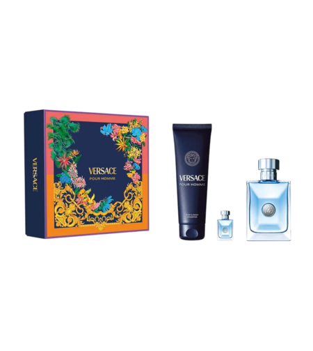 Set Versace: Pour Homme, Eau De Toilette, For Men, 100 ml + Pour Homme, Shower Gel, For Hair & Body, For All Skin Types, 150 ml + Pour Homme, Eau De Toilette, For Men, 5 ml *Miniature