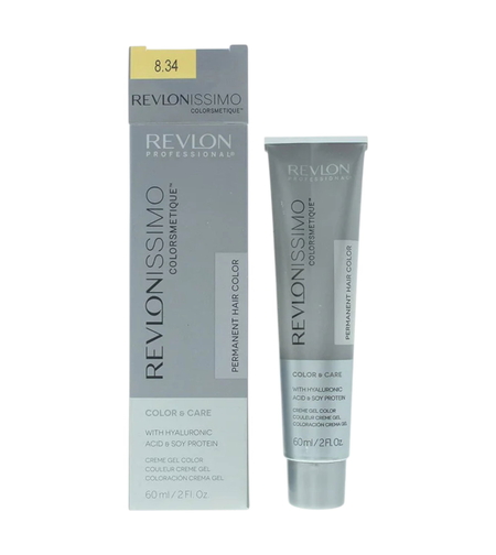 Revlon, Revlonissimo Colorsmetique, Permanent Hair Dye, 8.34 Light Coppery Gold Blonde, 60 ml