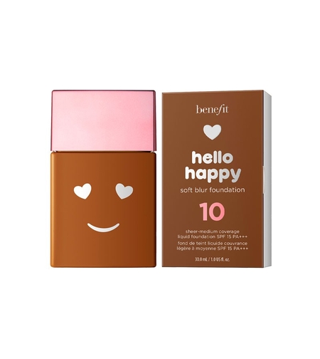 Benefit, Hello Happy Soft Blur, Matte Finish, Liquid Foundation, 10, Deep Warm, SPF 15, 30 ml
