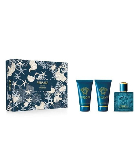 Set Versace: Eros, Eau De Toilette, For Men, 50 ml + Eros, Shower Gel, For All Skin Types, 50 ml + Eros, Hydrating, After-Shave Balm, 50 ml