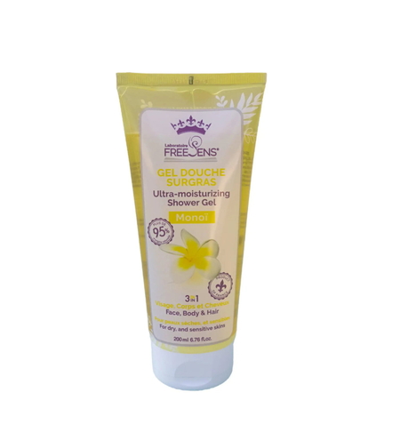 Laboratoire Freesens, Freesens, Monoi, Cleansing & Softening, Shower Gel, Face, Body & Hair, Dry & Sensitive, 200 ml
