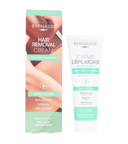 Byphasse, Byphasse, Aloe Vera, Hair Removal Cream, For All Skin Types, For Legs, 125 ml
