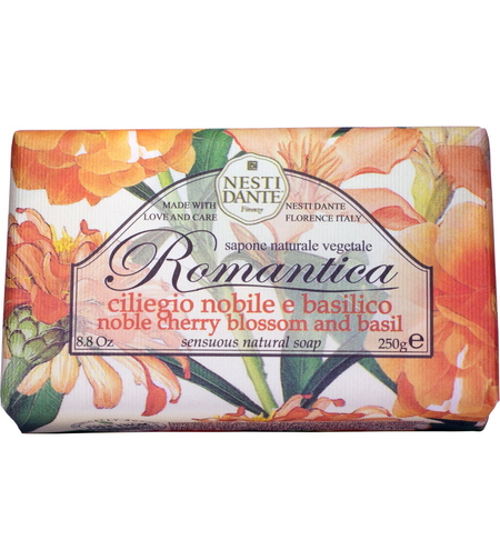Nesti Dante, Romantica, Natural Ingredients, Cleansing & Softening, Cherry Blossom & Basil, Scented Soap Bar , Body, 250 g