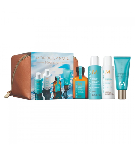 Set Moroccanoil: Hydration, Paraben-Free, Hair Shampoo, Moisture And Shine, 70 ml + Hydration, Hair Conditioner, For Hydration, 70 ml + Hydration, Hair Oil Treatment, Hydrating, 25 ml + Fragrance Originale, Hyaluronic Acid, Nourishing, Hand Cream, 40