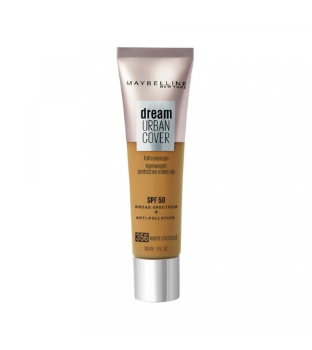 Maybelline, Dream Urban Cover, Full Cover, Cream Foundation, 356, Warm Coconut, SPF 50, 30 ml