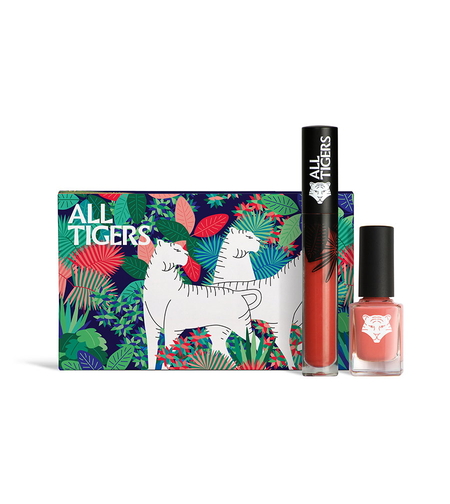 Set All Tigers: Natural & Vegan, Liquid Lipstick, 683, Make Your Mark, 8 ml + Natural & Vegan, Vegan, Nail Polish, 196, Take Your Chance, 11 ml