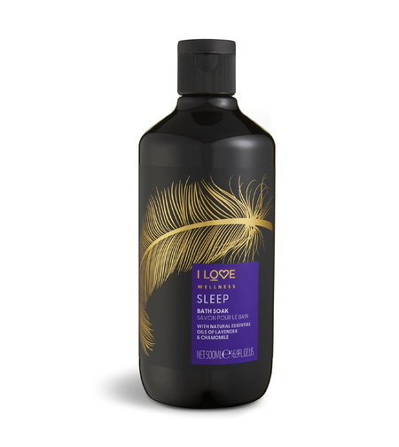 I Love, Wellness Sleep, Essential Oils, Nourishing & Moisturizing, Chamomile & Lavender, Bath Soak, 500 ml