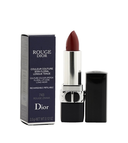 Christian Dior, Couture Colour, Satin Finish, Cream Lipstick, 743, Rouge Zinnia, Refillable, 3.5 g