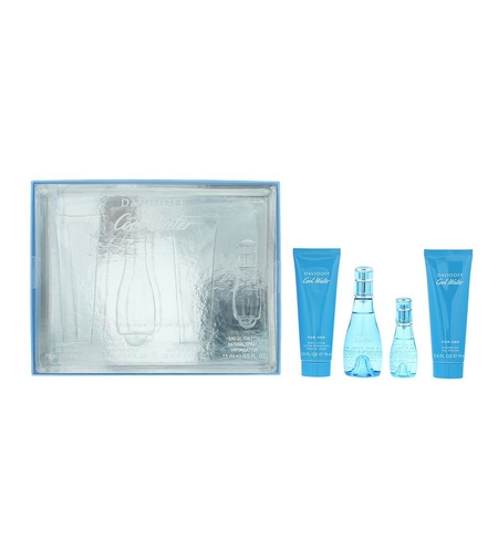Set Davidoff: Cool Water, Body Lotion, Body, 75 ml + Cool Water, Eau De Toilette, For Women, 50 ml + Cool Water, Shower Gel, All Skin Types, 75 ml + Cool Water, Eau De Toilette, For Women, 15 ml *Miniature