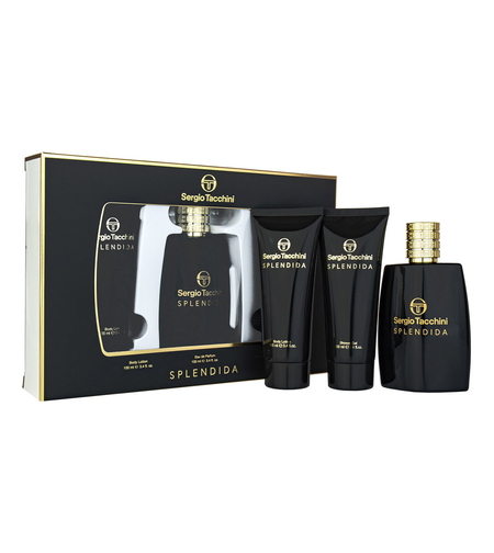 Set Sergio Tacchini: Splendida, Eau De Parfum, For Women, 100 ml + Splendida, Hydrating, Daily, Body Lotion, 100 ml + Splendida, Cleansing & Refreshing, Shower Gel, For All Skin Types, 100 ml