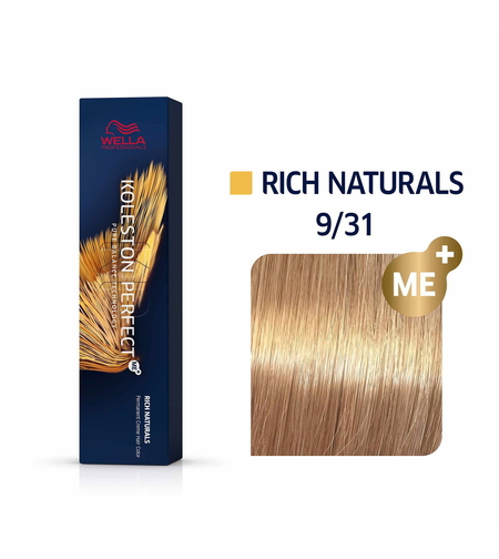 Wella Professionals, Koleston Perfect Me+, Permanent Hair Dye, 9/31 Very Light Blonde Gold Ash, 60 ml
