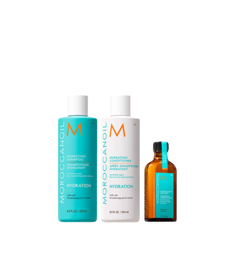 Set Moroccanoil: Hydration, Paraben-Free, Hair Conditioner, Moisture And Shine, 250 ml + Hydration, Paraben-Free, Hair Shampoo, Moisture And Shine, 250 ml + Moroccanoil, Hair Oil Treatment, Revitalizing & Fortifying, 50 ml