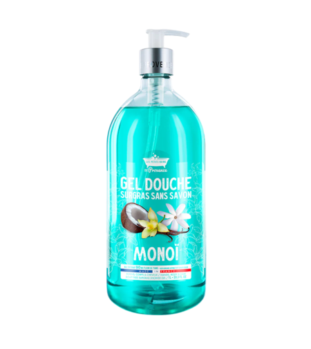 Les Petites Bains de Provence, Monoi, Shower Gel, For Body, Face & Hair, For Sensitive Skin, 1000 ml