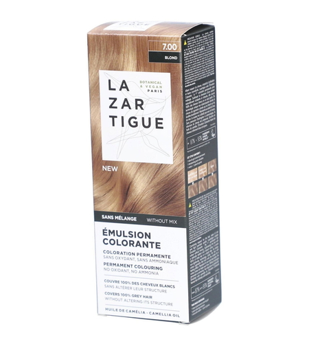 Lazartigue, Emulsion Colorante, Ammonia, Permanent Hair Dye, 7.00 Blond, 60 ml