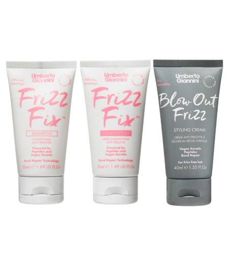 Set Umberto Giannini: Frizz Fix, Hair Shampoo, Anti-Frizz & Repairing, 50 ml + Frizz Fix, Hair Conditioner, Anti-Frizz & Repairing, 50 ml + Blow Out Frizz, Hair Styling Cream, 40 ml