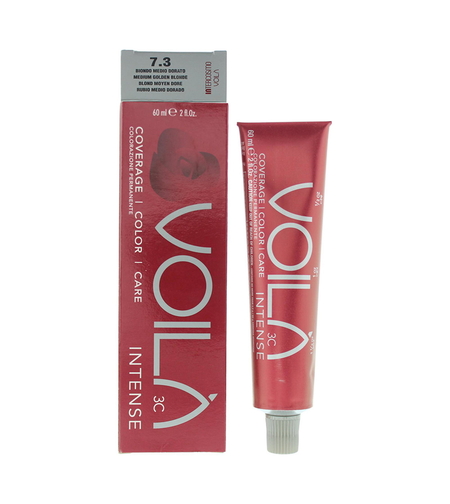 Intercosmo, Voila 3C Intense, Permanent Hair Dye, 7.3 Medium Golden Blonde, 60 ml