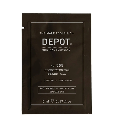 Depot, 500 Beard & Mustache Specifics No. 505, Beard Oil, Ginger & Cardamom, For Shine & Softness, 5 ml