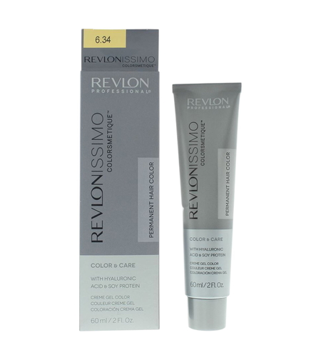 Revlon, Revlonissimo Colorsmetique, Hyaluronic Acid, Permanent Hair Dye, 6.34 Dark Coppery Gold Blonde, 60 ml
