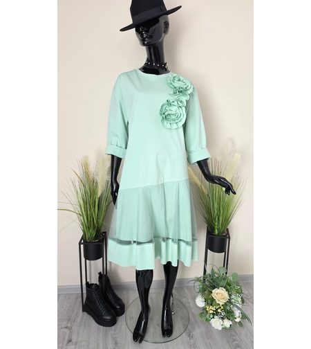 Rochie Midi Blossom-Verde Mentă
