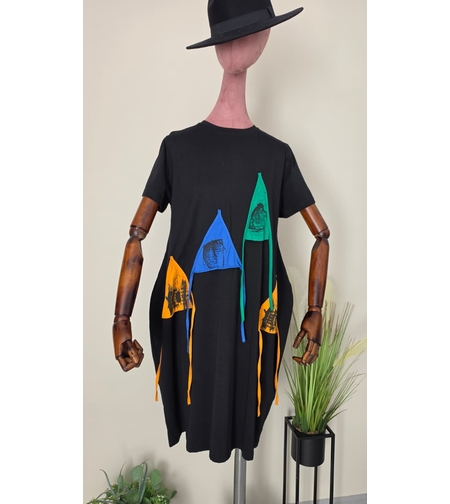 Rochie Casual Oversized Neagră „Abstract Patch”