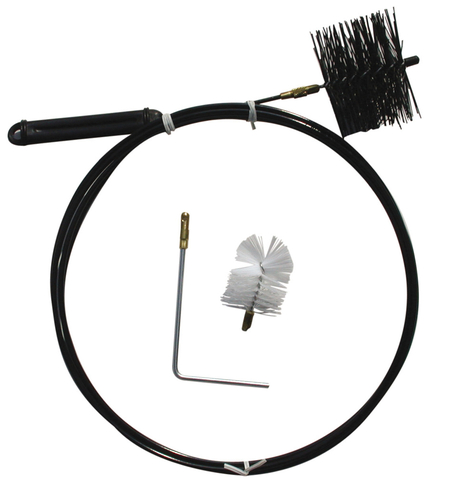 Универсальное устройство с тремя насадками: для прочистки труб до 50 мм, для прочистки вентиляции до 100 мм, для протяжки проводов