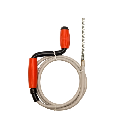 Устройство для удаления засора спираль в виниловой оплетке с универсальной насадкой, для труб длиной до 3 м