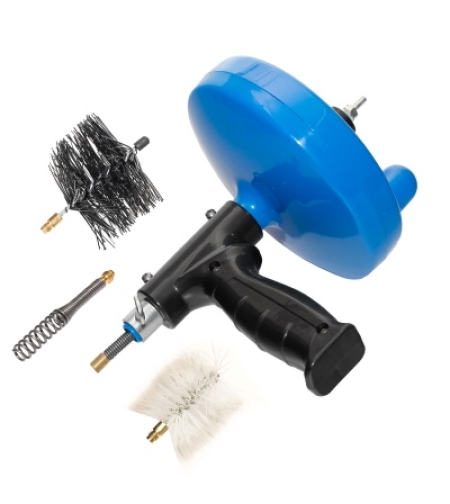 Вертушка для удаления засоров в трубах до Ø 50 мм длиной до 4,6 м, пластиковый барабан