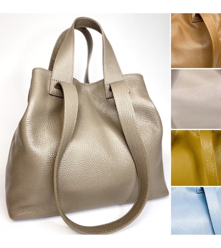 Женская сумка Vera Pelle NoBrand Quattro maniglie 2033 светлые и пастельные варианты модели натуральная кожа