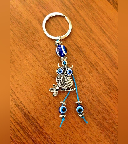 Ключодържател с Бухал и Назар - Амулет за защита