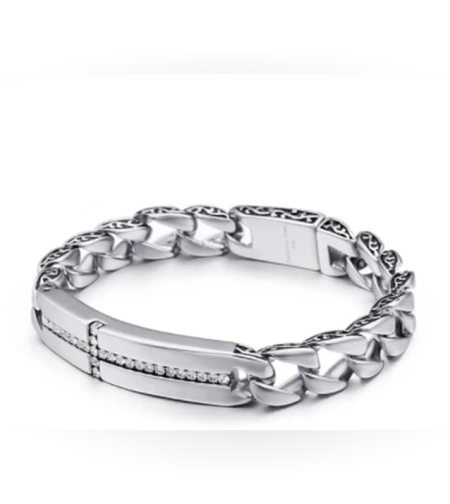 Класическа Модна Мъжка Гривна с Цирконии