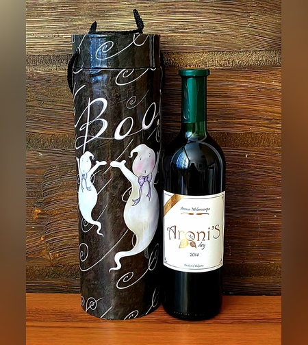 Подаръчен комплект - Кутия за Вино и Бутилка Вино Арония 2014 г.