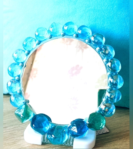 Океански блясък - Дамско Огледало с кристали и сини перли