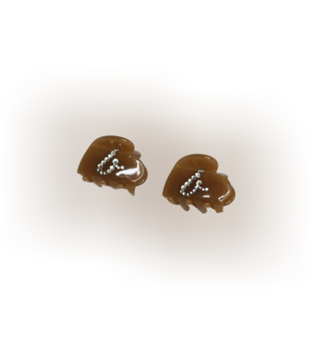 CUSTOM HEART MIDI CLIP SET IN SOFT BROWN