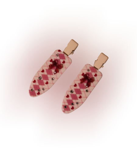 CUSTOM WINTERBERRY CHECK HAIR PINS