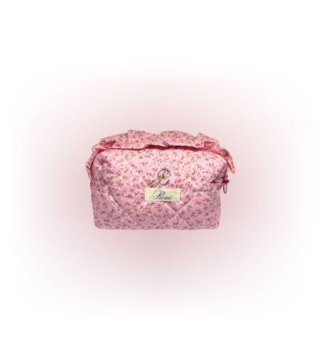 CUSTOM SMALL RUFFLES FLEUR DE COEUR TOILETRY BAG