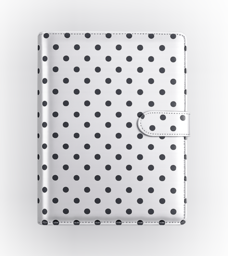 CUSTOM LEATHER PLANNER IN WHITE DOT AFFAIR