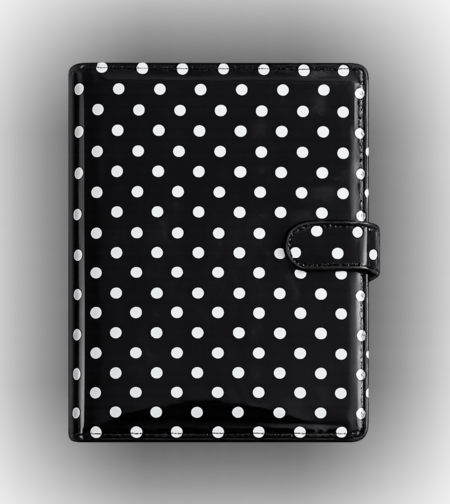 CUSTOM LEATHER PLANNER IN BLACK DOT AFFAIR