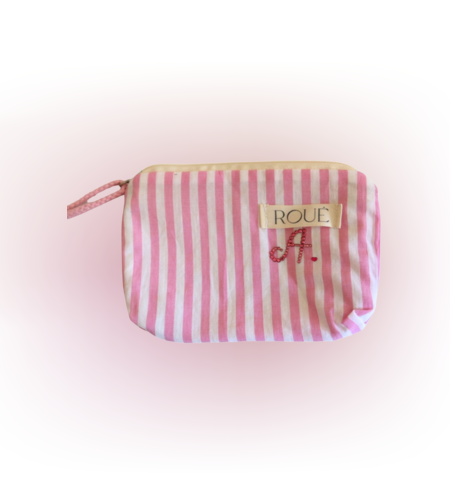 CUSTOM POCKET POUCH IN STRAWBERRY PINSTRIPE