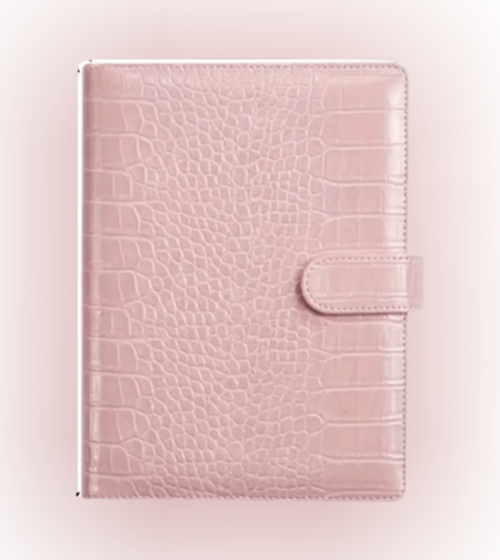 CUSTOM CROCO LEATHER PLANNER IN THE LEXINGTON MARSHMALLOW MILK